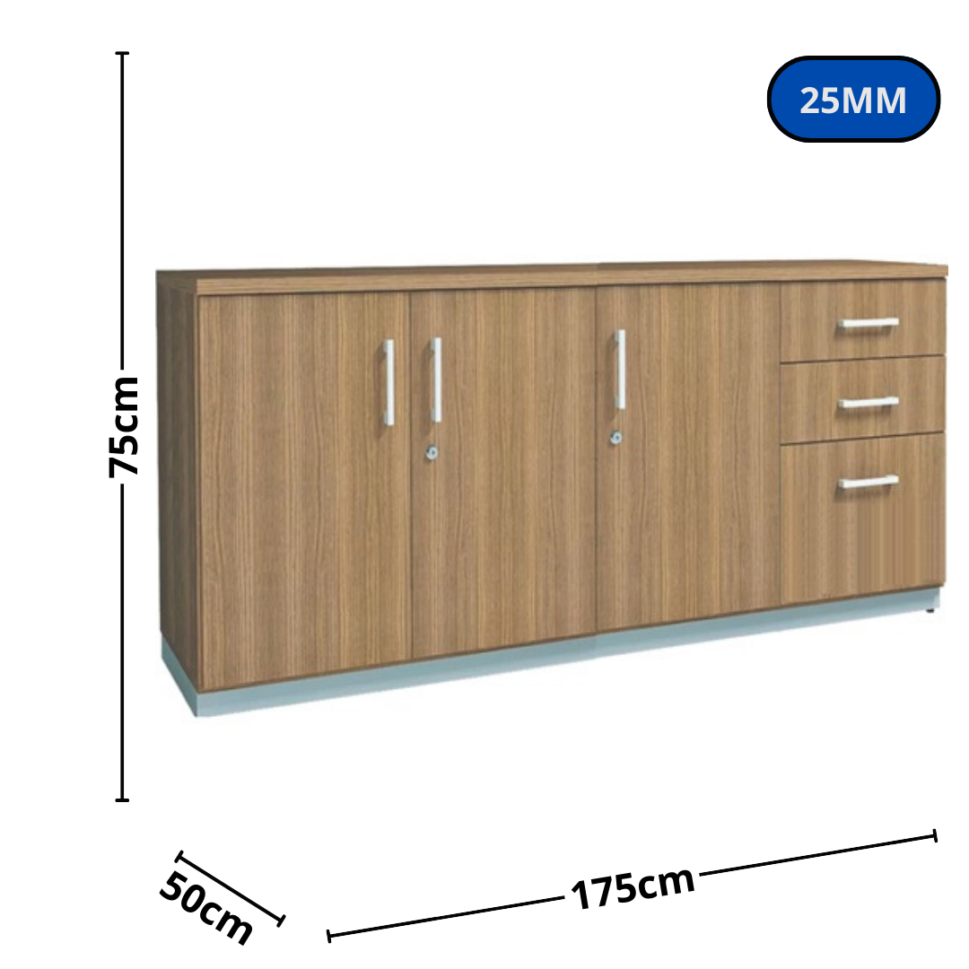 BALCAO INCOFLEX DIRETOR 3PT 2GV + 1 GAVETAO 175X50 25MM NG/PT 0415