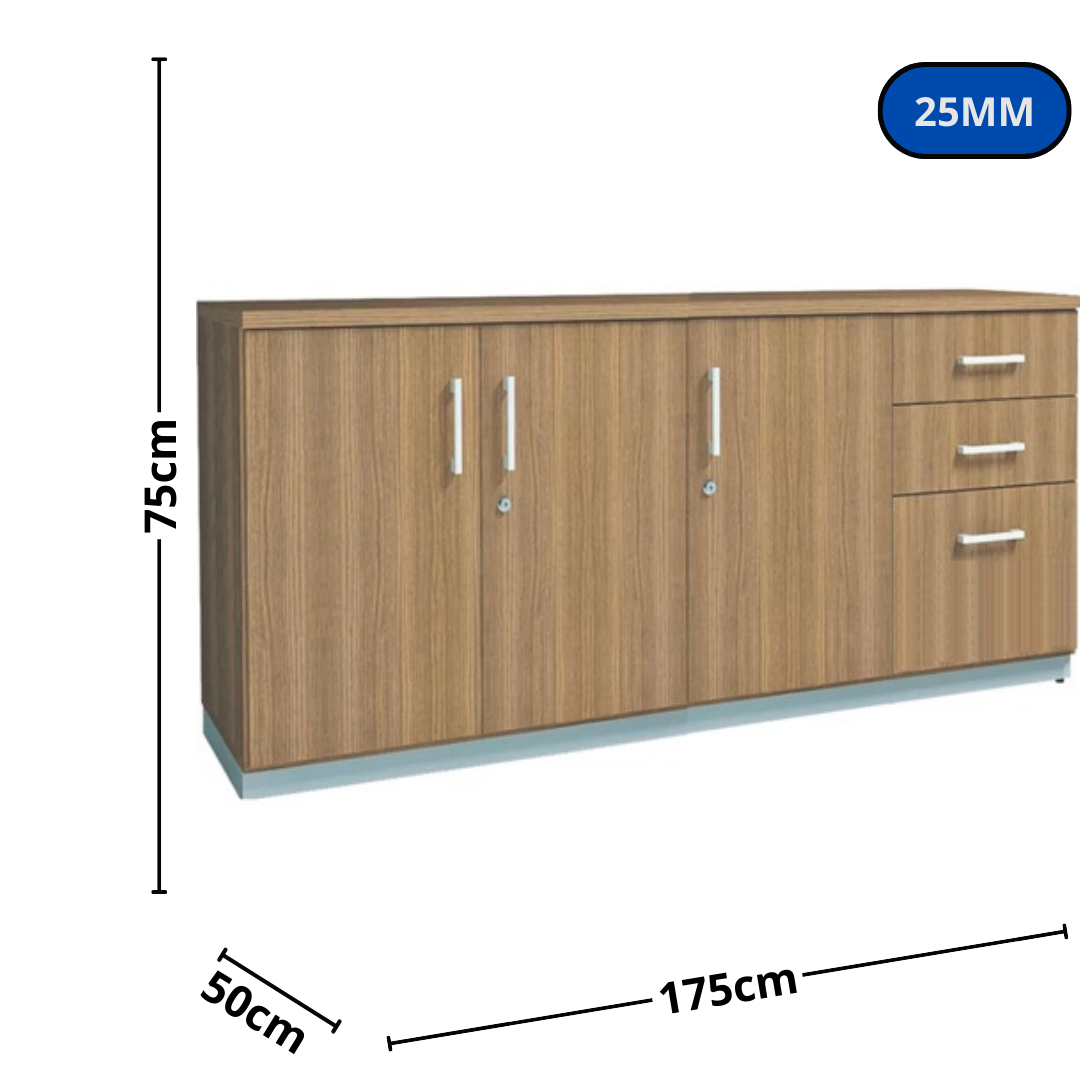 BALCAO INCOFLEX DIRETOR 3PT 2GV + 1 GAVETAO 175X50 25MM NG/PT 0415