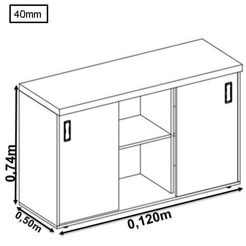 BALCAO FERRUS SILVER CREDENZA 2 PTS CORRER 120X50X740 NOGAL 0887 mt