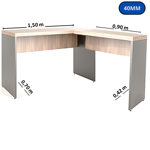 MESA EM L MARTINUCCI 150X70 40MM JOB40 P3 NOGAL 1165