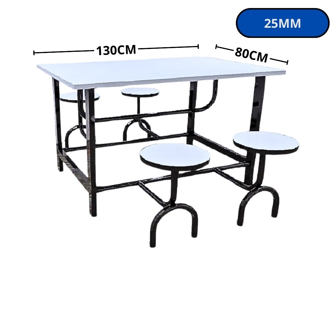 MESA FERRUS REFEITORIO 4 LUGARES MELAMINICO 25MM130X80X77 ESCAMOTIAVEL 0356