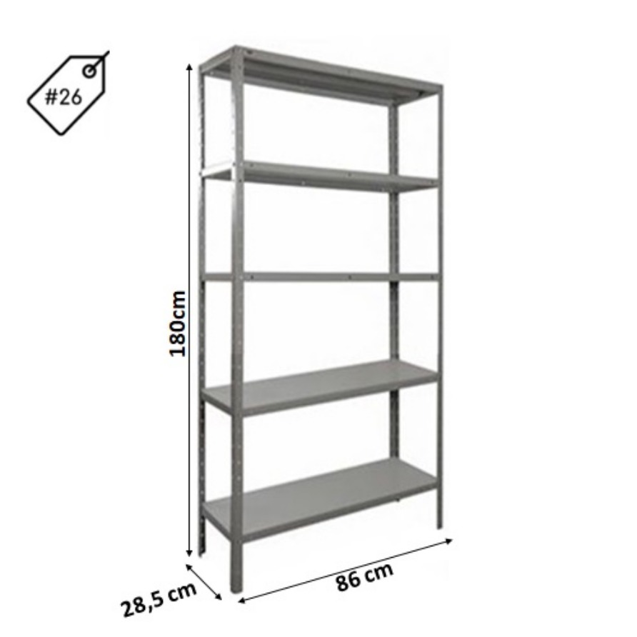 ESTANTE AÇO NOBRE 198X28,5X86 #26 83771 ESPECIAL CZA 1142